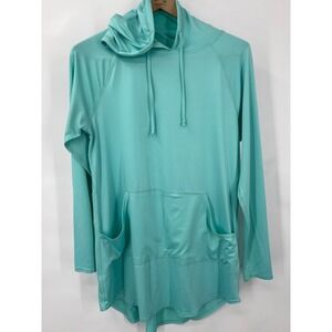 Swiss Alps Womens M Teal Performance Sun Shirt Hoodie Tunic Beach